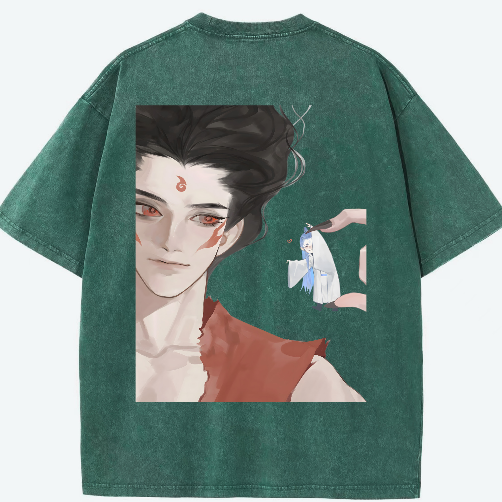 （画像用） Ne Zha 2 ナタ 魔童の大暴れ 綿100% ヴィンテージ風 半袖Tシャツ（背面プリント）